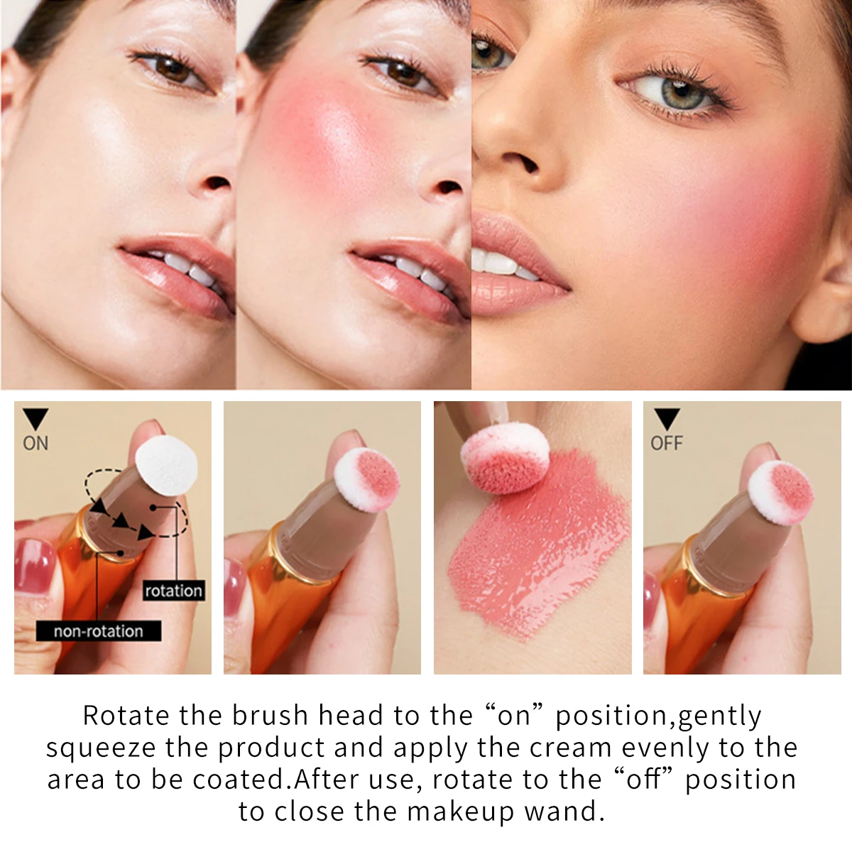Stylo de maquillage multifonctionnel, blush, stylo de contour, tête en éponge, brillant perlé, flash fin, bâton de beauté éclaircissant