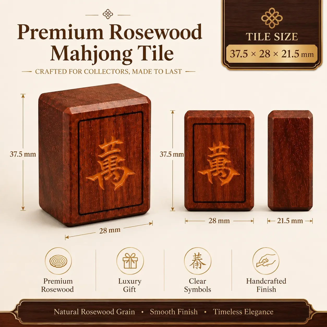 146‑Piece Premium Mahjong Set Rosewood Tiles with Inlaid Shell Design Hand‑Crafted Luxury Gift Game Set for Family Entertainment