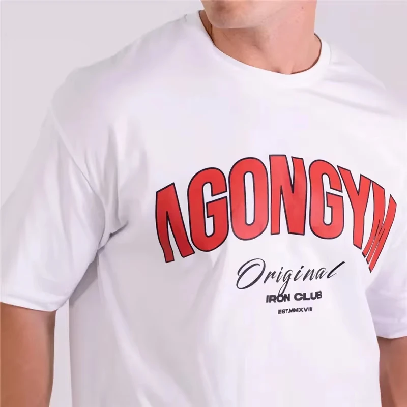 Men's Clean Gym Streetwear T-Shirt, Simple Agongym Inspired Graphic Design, Oversized Crew Neck