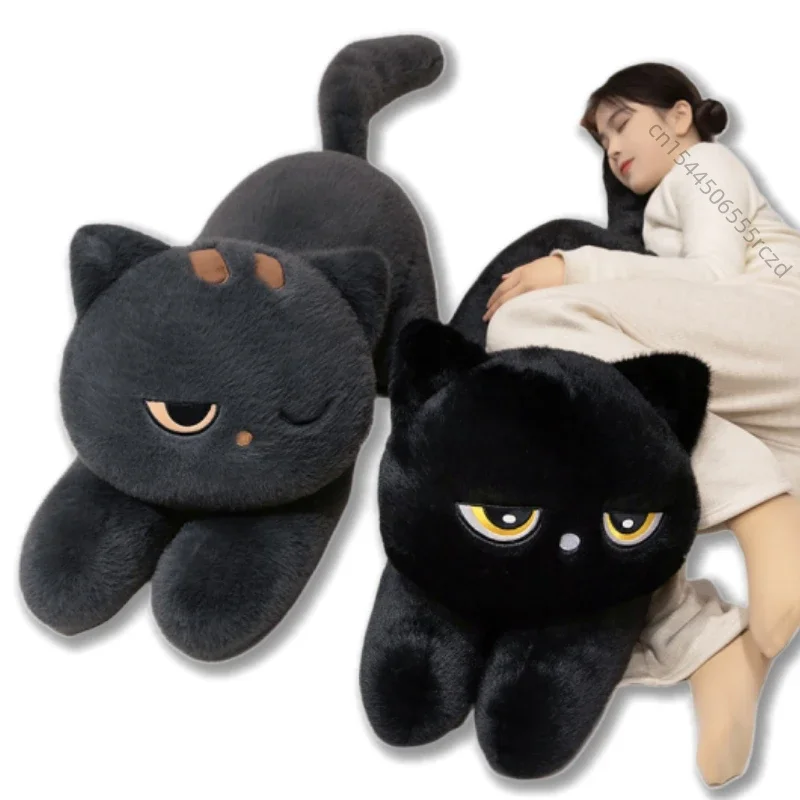 120cm Giant Cartoon Cat Plush Doll Pillow Cute Sleepy Cat Plush Stuffed Animal High Quality Warm Embrace Gift For Girlfriend