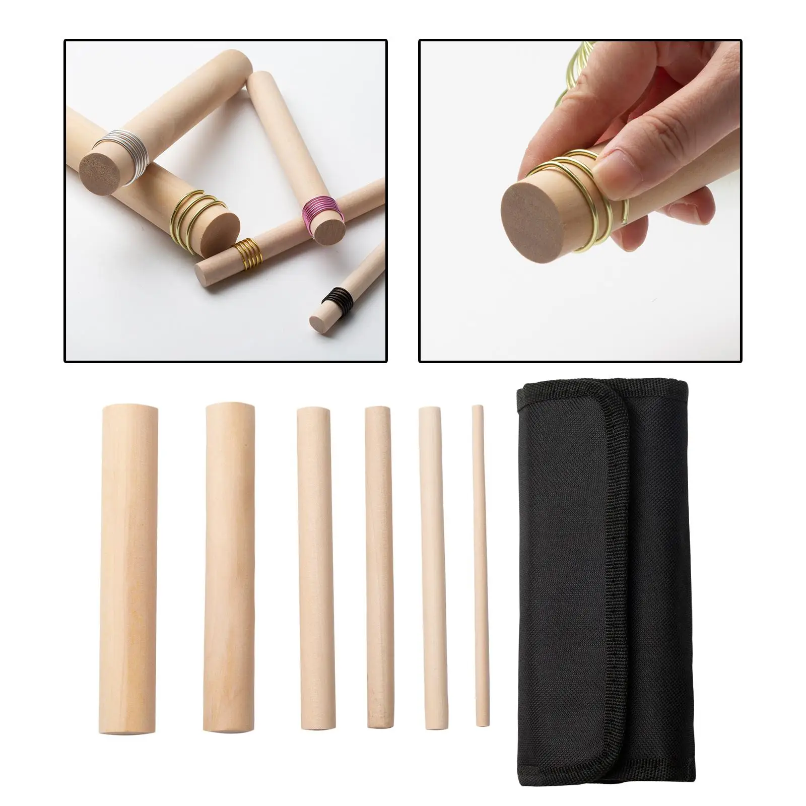 6 Pieces Wooden Mandrel Set Round for Crafts Dowel Wood Sticks for Wire Forming for Wire Winding Crafting DIY Arts Accessories