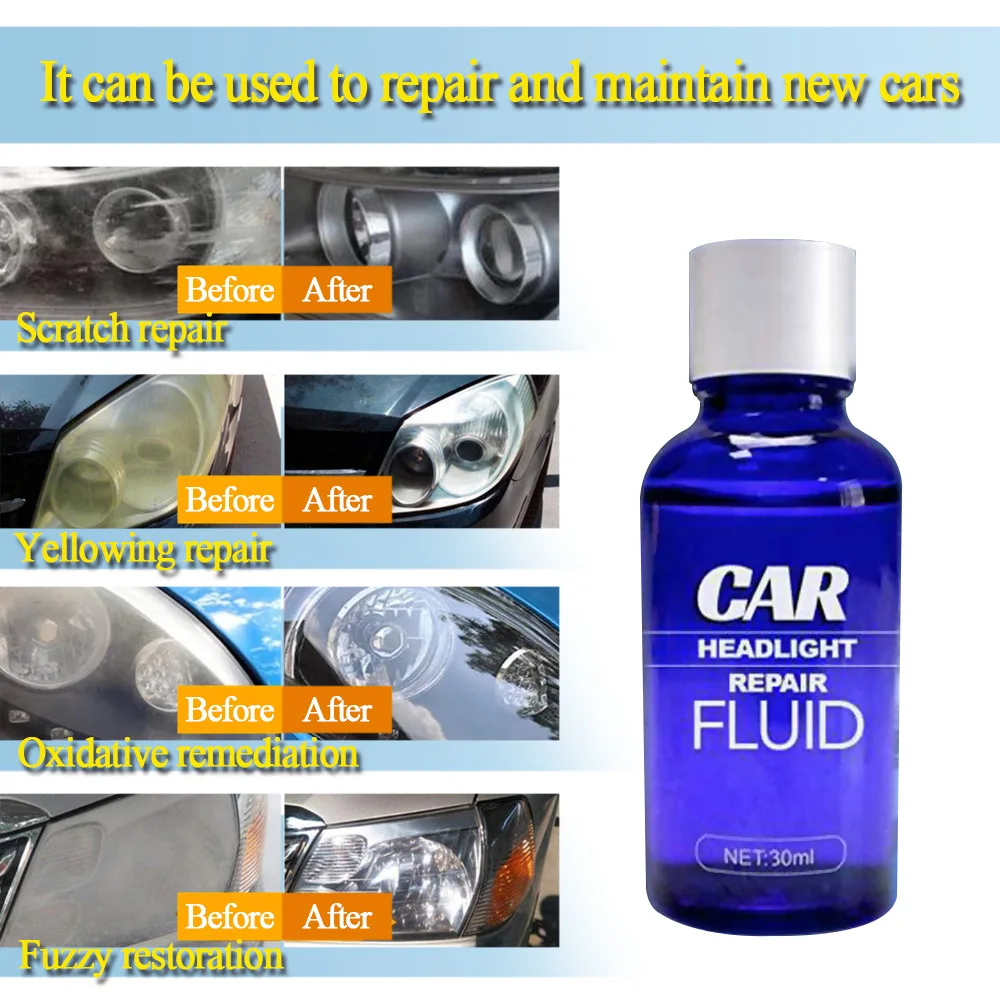 Car Headlight Restoration Kit Headlamp Scratch Remover Repair Refurbish Long Lasting UV Protection Car Polish Liquid Cleaners