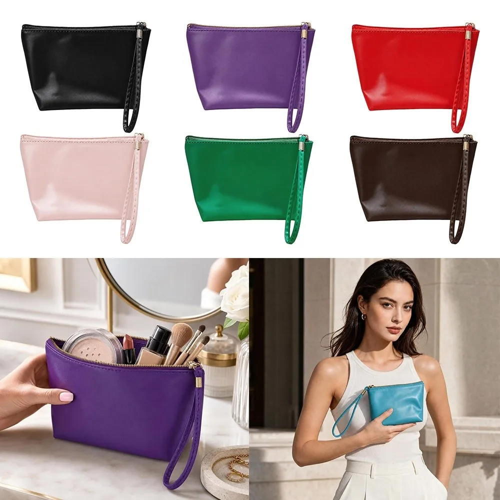 Fashionable PU Leather Makeup Bag Square Shape Waterproof Clutch Bag Large Capacity Camera Storage Bag for Women & Men