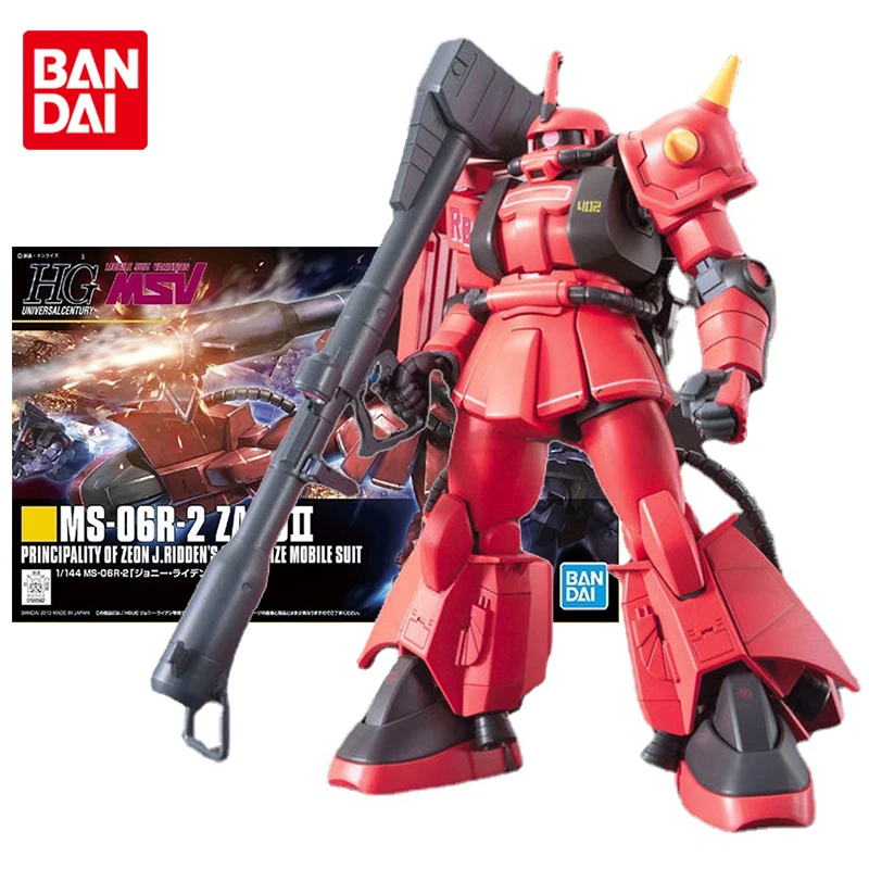 Bandai Genuine Gundam Model Kit Anime Figure HG 1/144 MS-06R-2 Zaku Ⅱ Collection Gunpla Anime Action Figure Toys for Children