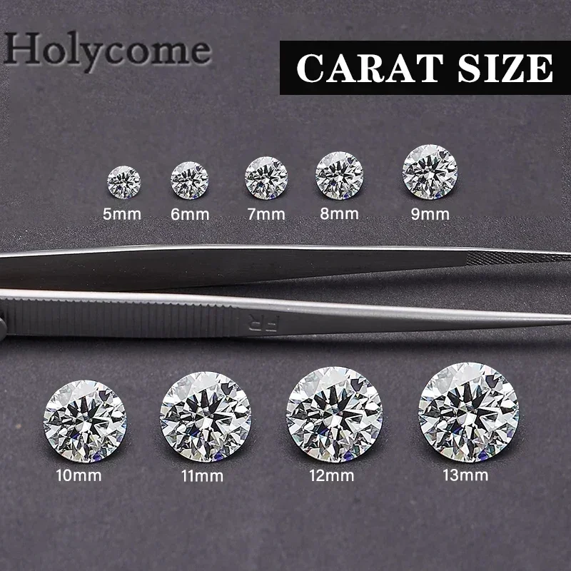 Holycome Brilliant Cut Round Shape D VVS1 3.0-12.0mm Moissanite Loose Stone GRA Certificate for Jewelry Making Chic Gemstone