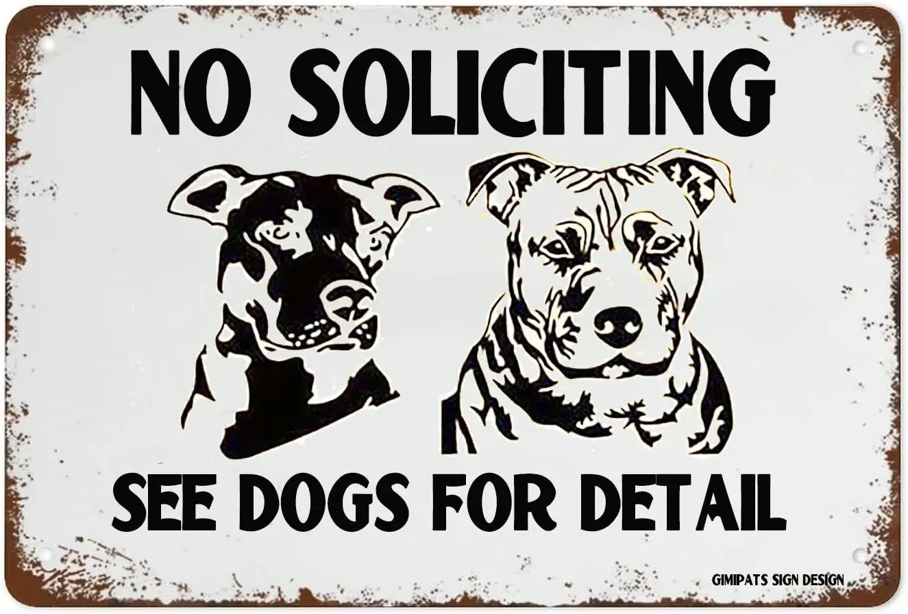 GIMIPAT Aluminum no soliciting see dogs for detail Attention Sign, 12inx8in Fade Resistance, Indoor/Outdoor Use Metal Sign sign