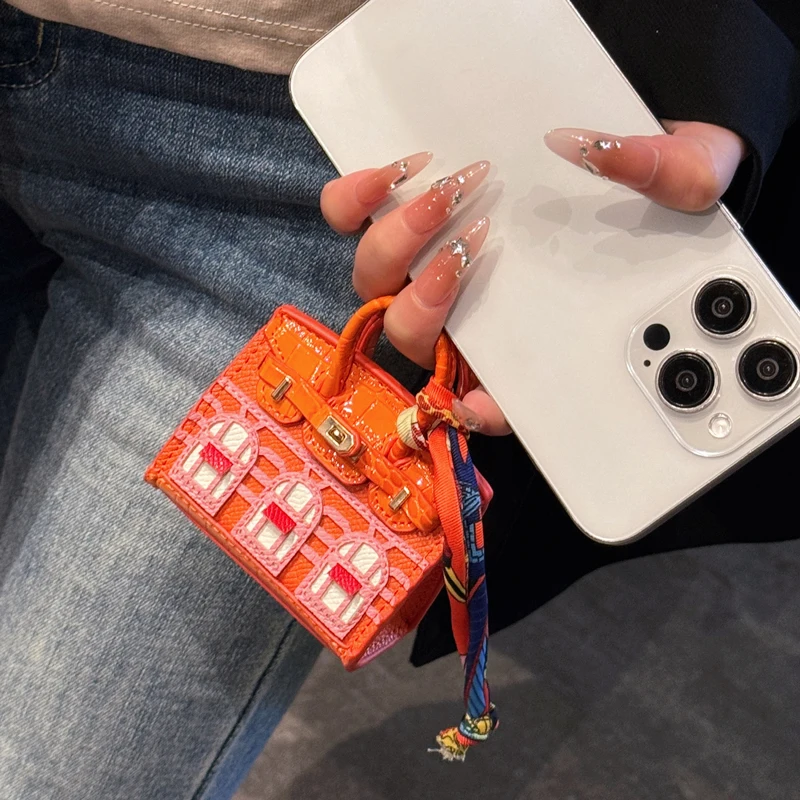 Airpods 용 미니 하우스 소형 가방 헤드폰 가방 4 3 2 Pro2 Galaxy Buds3/3Pro 헤드폰 케이스에는 끈이있는 소형 품목이 들어 있습니다.