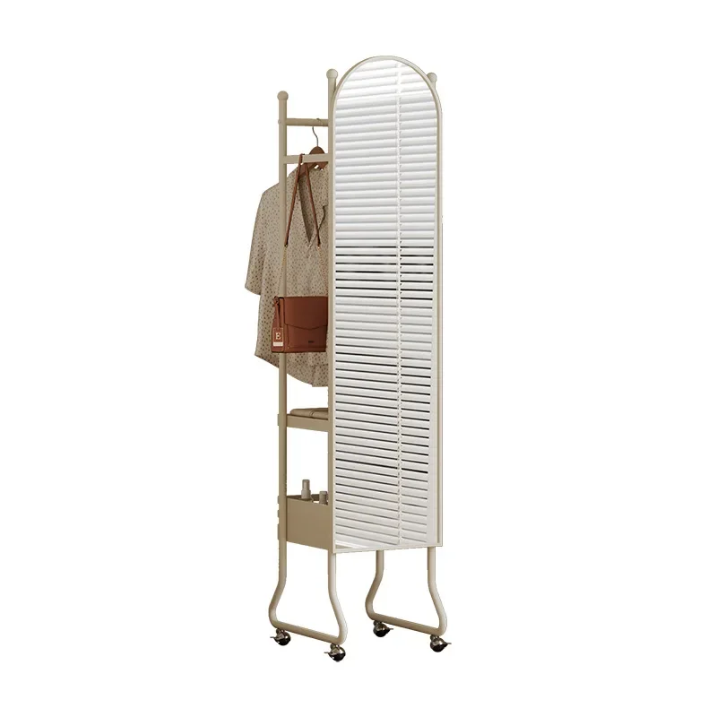 

Dress mirror coat rack integrated household multi-functional fitting mirror bedroom movable whole body floor