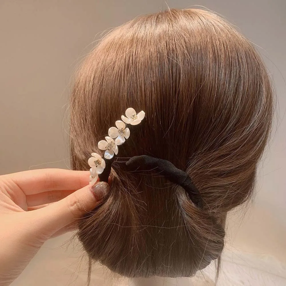 Simple Girls Shell Flower Pearl Women Hair Bun Maker Hair Curler Hair Styling Tool Hair Accessories