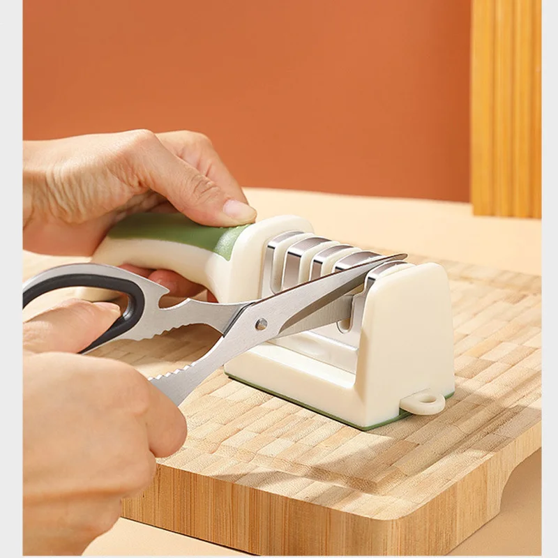 Knife Sharpener Handheld Multi-function 4 or 3 Stages Quick Sharpening Tool With Non-slip Base Kitchen Knives Accessories Gadget