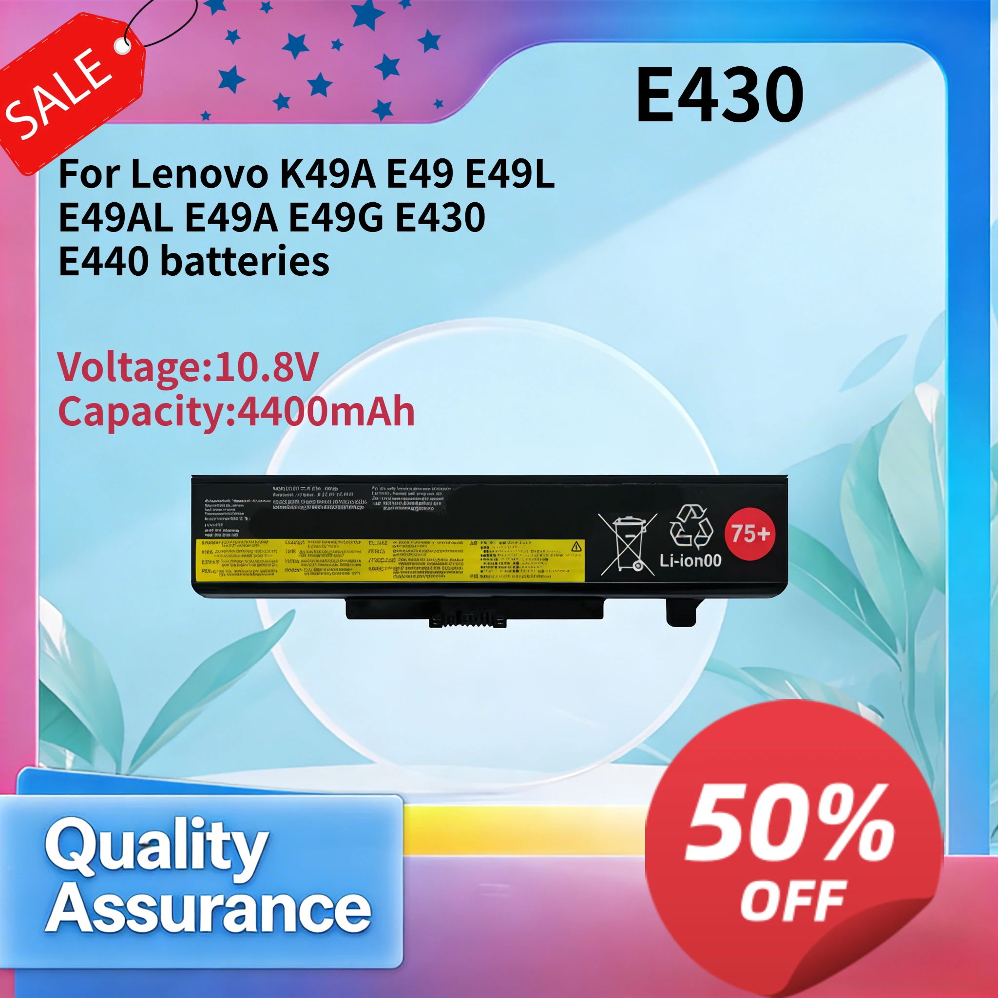 High Quality 4400mAh 10.8V Compatible with Lenovo K49A E49 E49L E49AL E49A E49G E430 E440 Batteries