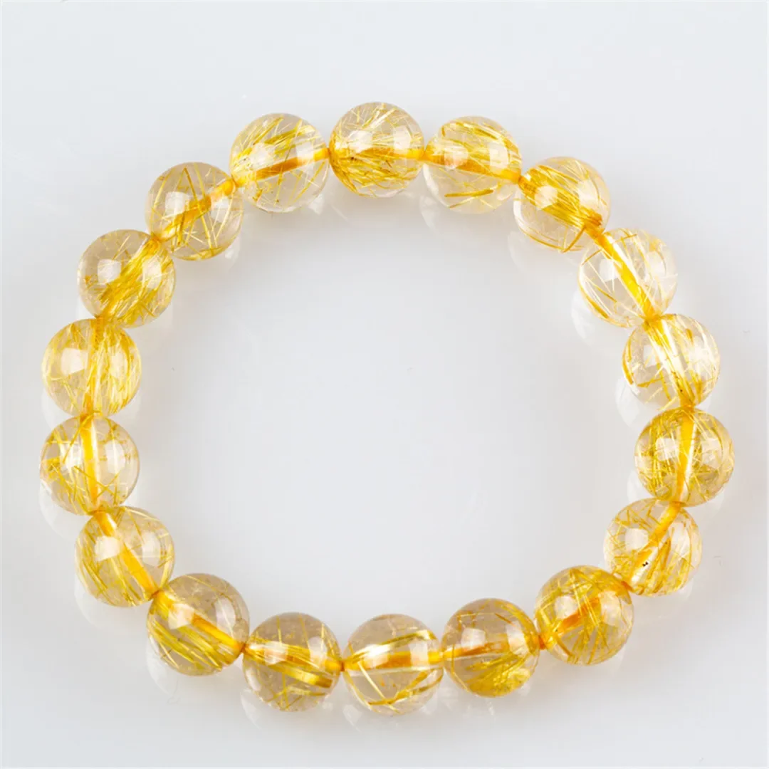 Top Natural Gold Hair Rutilated Quartz Bracelet For Women Lady Men Gift Reiki Crystal Clear Beads Strands Jewelry AAAAA 7-13mm