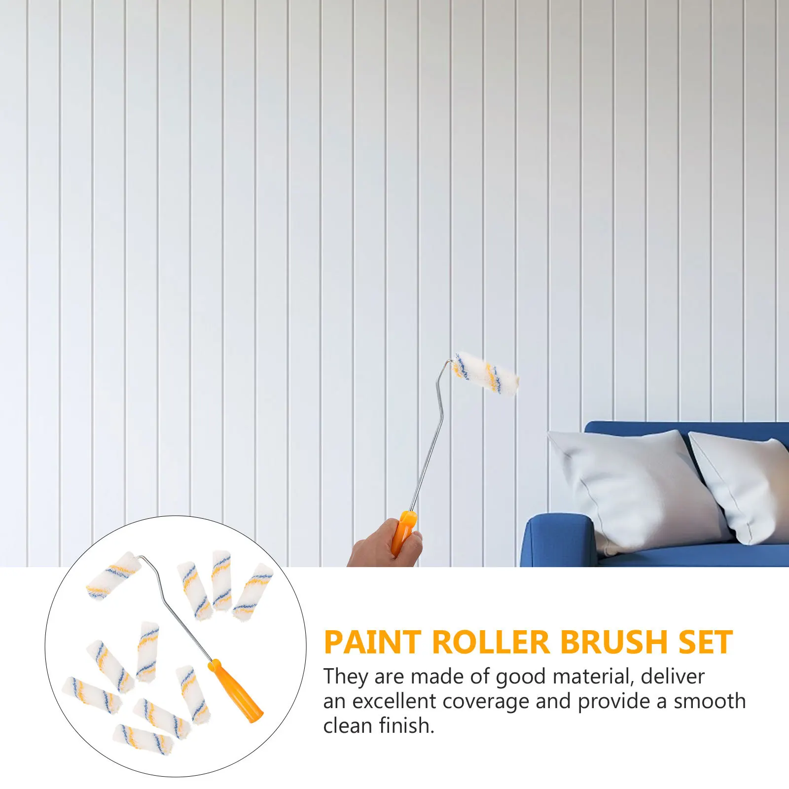 

10pcs Paint Roller Brush Wall Painting Tool Smooth Finish Washable Reusable For Ideal Home Office Renovation