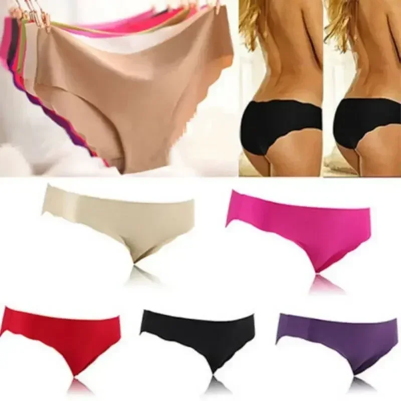 3 Pcs Set Summer Ice Silk Women Panties Seamless Underwear Briefs Underpants Sexy Lingerie G String Hipster Intimates