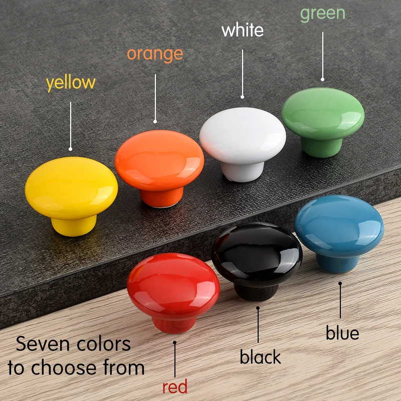 Drawer pulls knobs single hole ceramic small handle seven color multi color modern children's room cabinet door cartoon handle