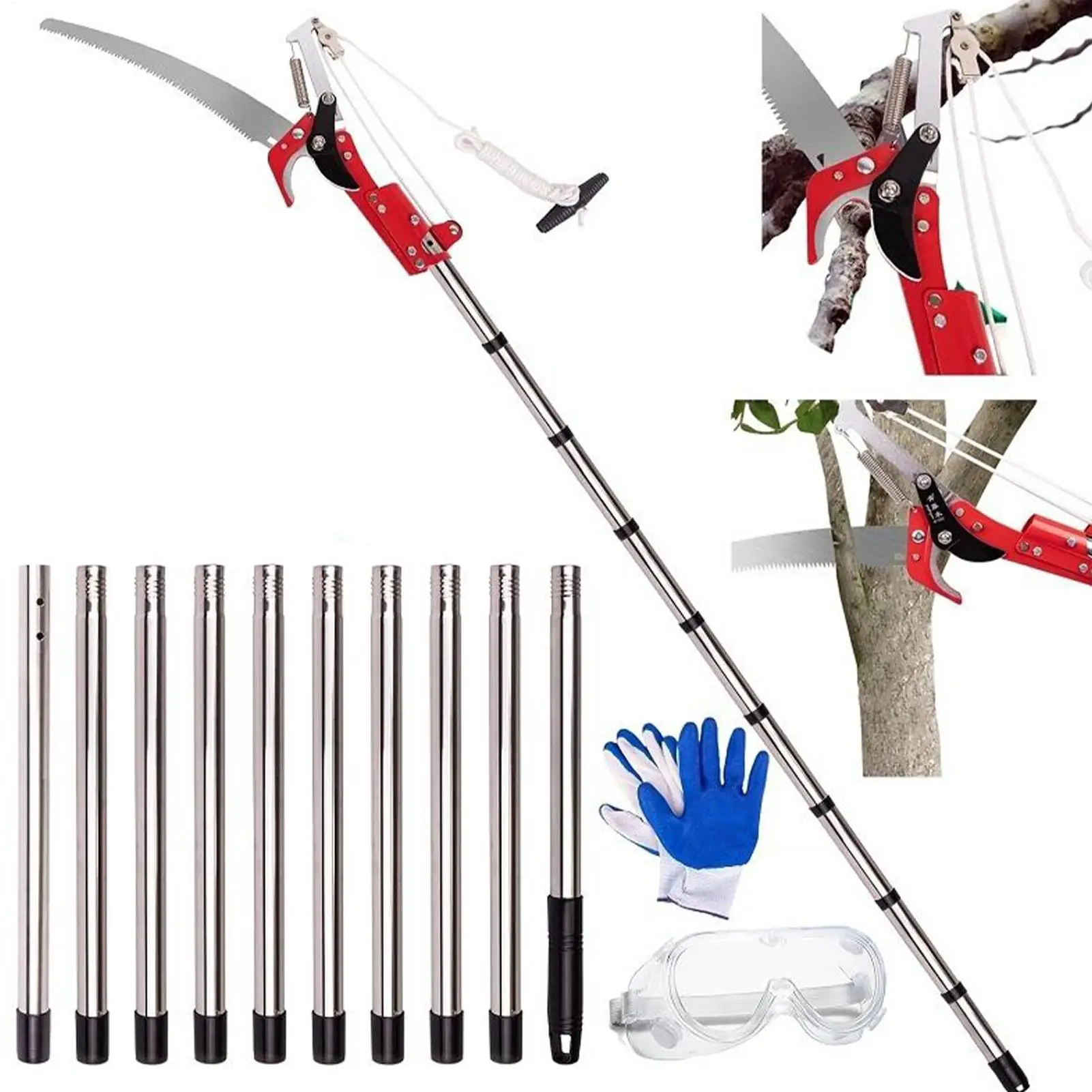 

Tree Pruner Branches Cutter Pole Saw Telescoping Trimmer Scissors Pruning Scissors Garden Shears Saw Fruit Pick Cutting Tool