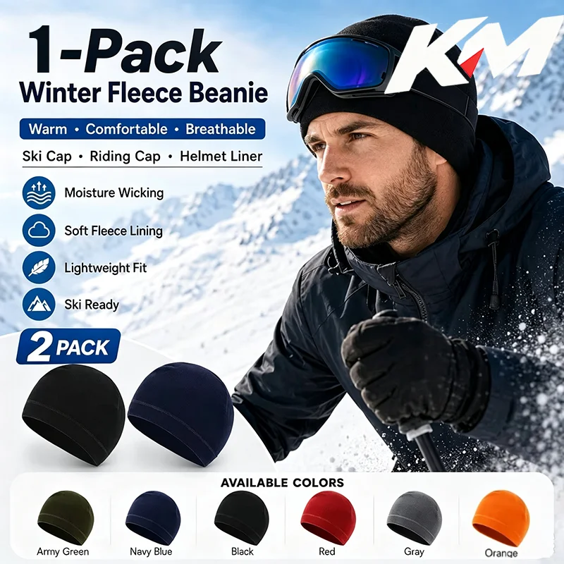 1PCS Warm Winter Polar Fleece Beanie Cap Men Women Cycling Thick Hat Windproof Cap Outdoor Beanie Cap Camping Skiing Cap