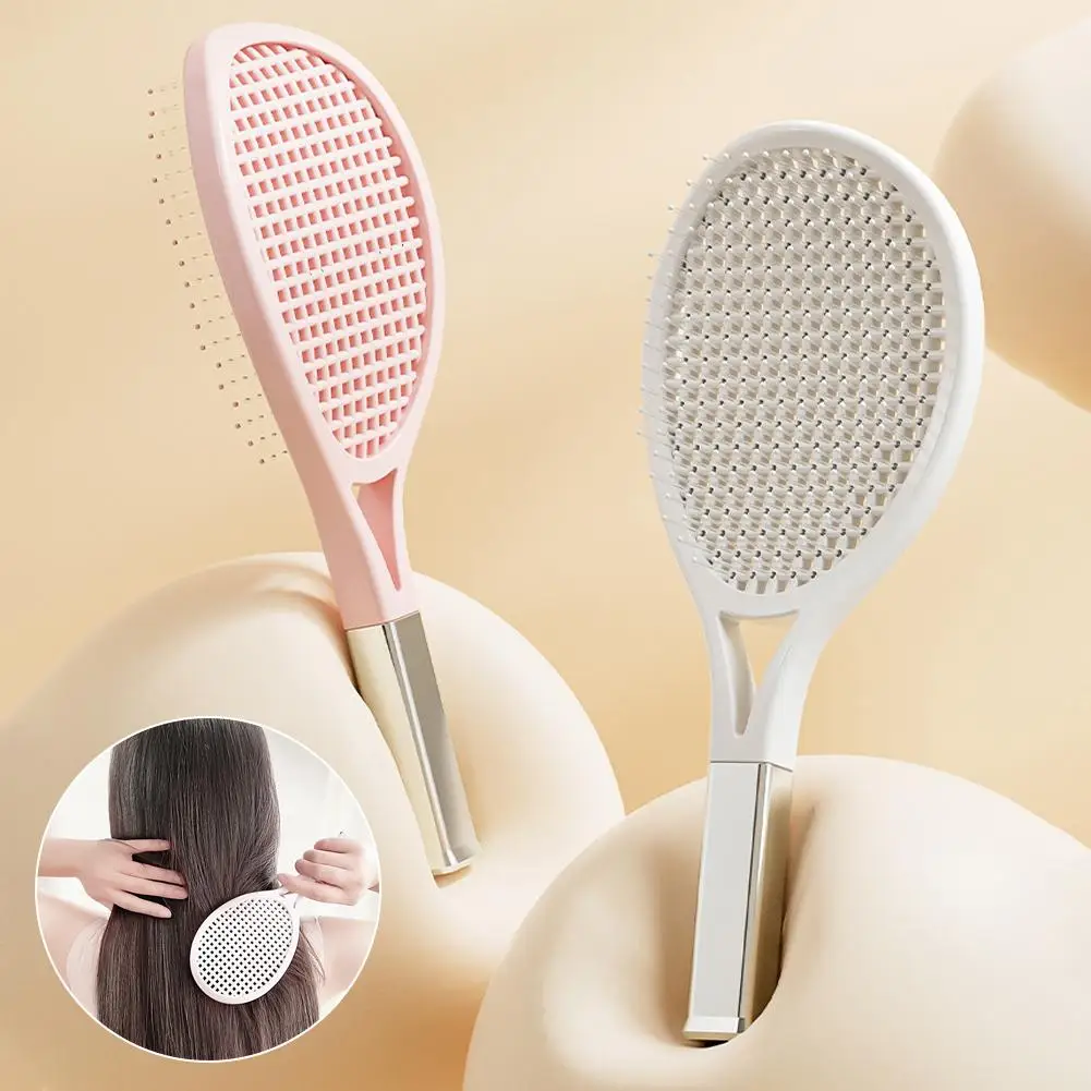 

Массажная расческа на воздушной подушке Теннисная ракетка Пушистая расческа для сухих волос Высокая полая распутывающая верхняя влажная дизайнерская щетка Артефакт Череп Y5H9