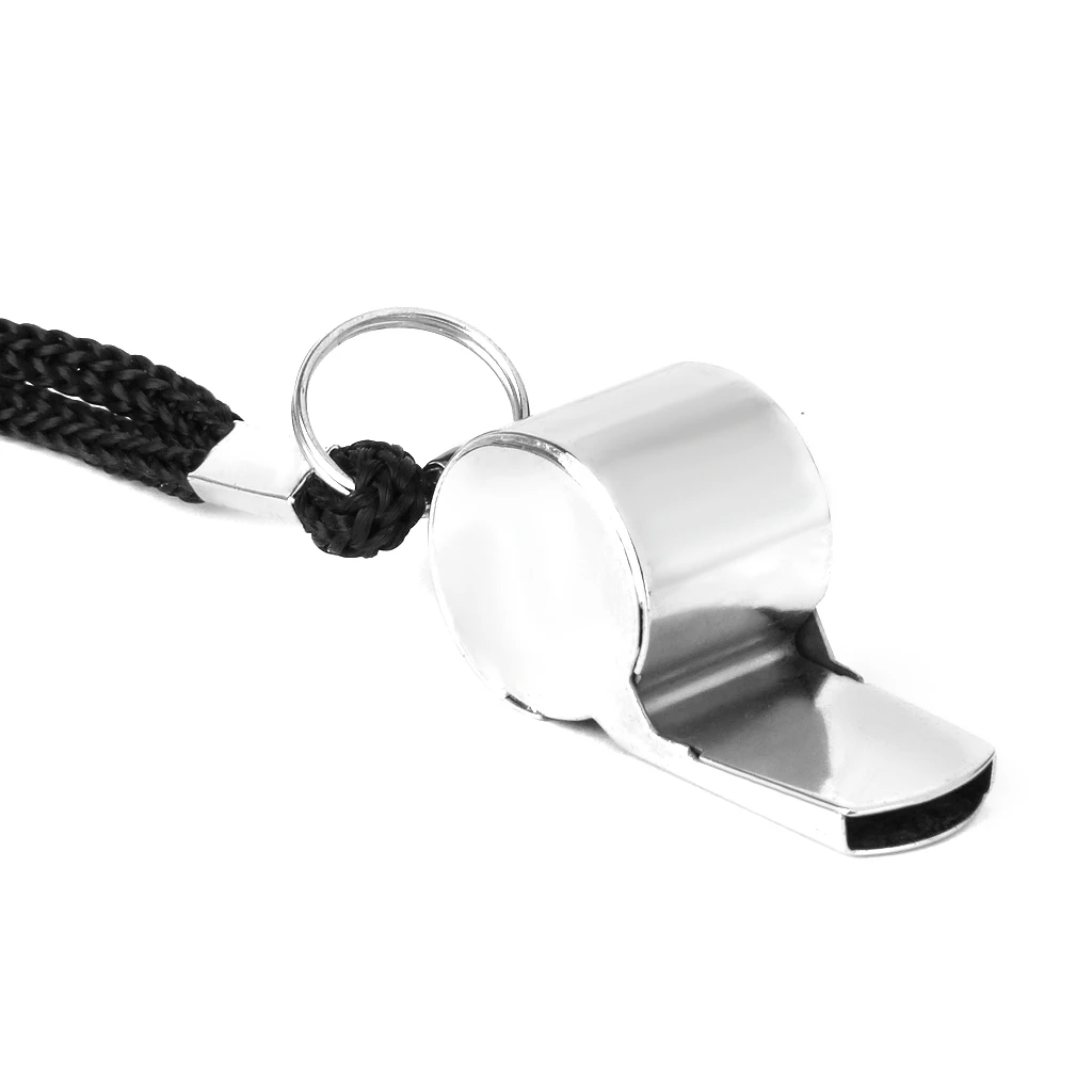 Football Soccer Metal Whistles Long Lasting Referee Whistle Black Lanyard Sports Equipment for Outdoor Hiking