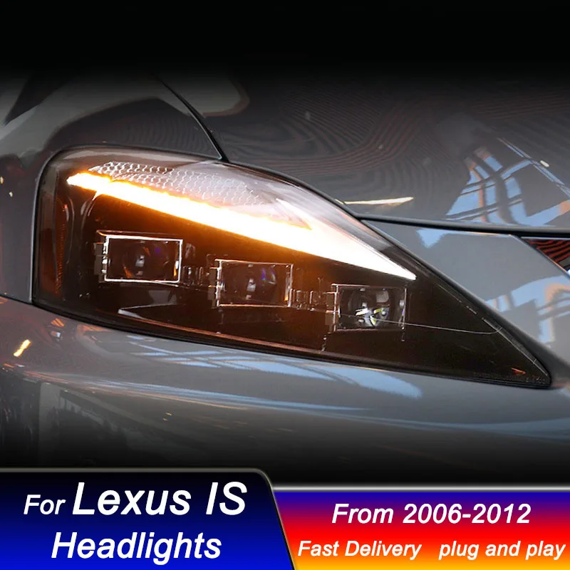 سيارة Led المصابيح الأمامية لكزس IS IS250 IS300 2006-2012 ترقية 3 عدسة كامل Led رئيس مصباح DRL إشارة ديناميكية الجبهة ضوء الجمعية #4