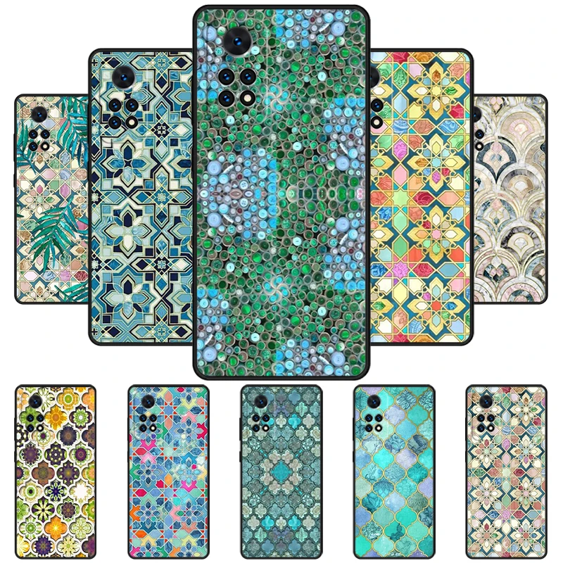 Muted Moroccan Mosaic Tiles Phone Case For Redmi Note 11 EPro 11S 10T 9S Promax 8 Pro Xiaomi Mi 11 12X 12S Ultra Cover