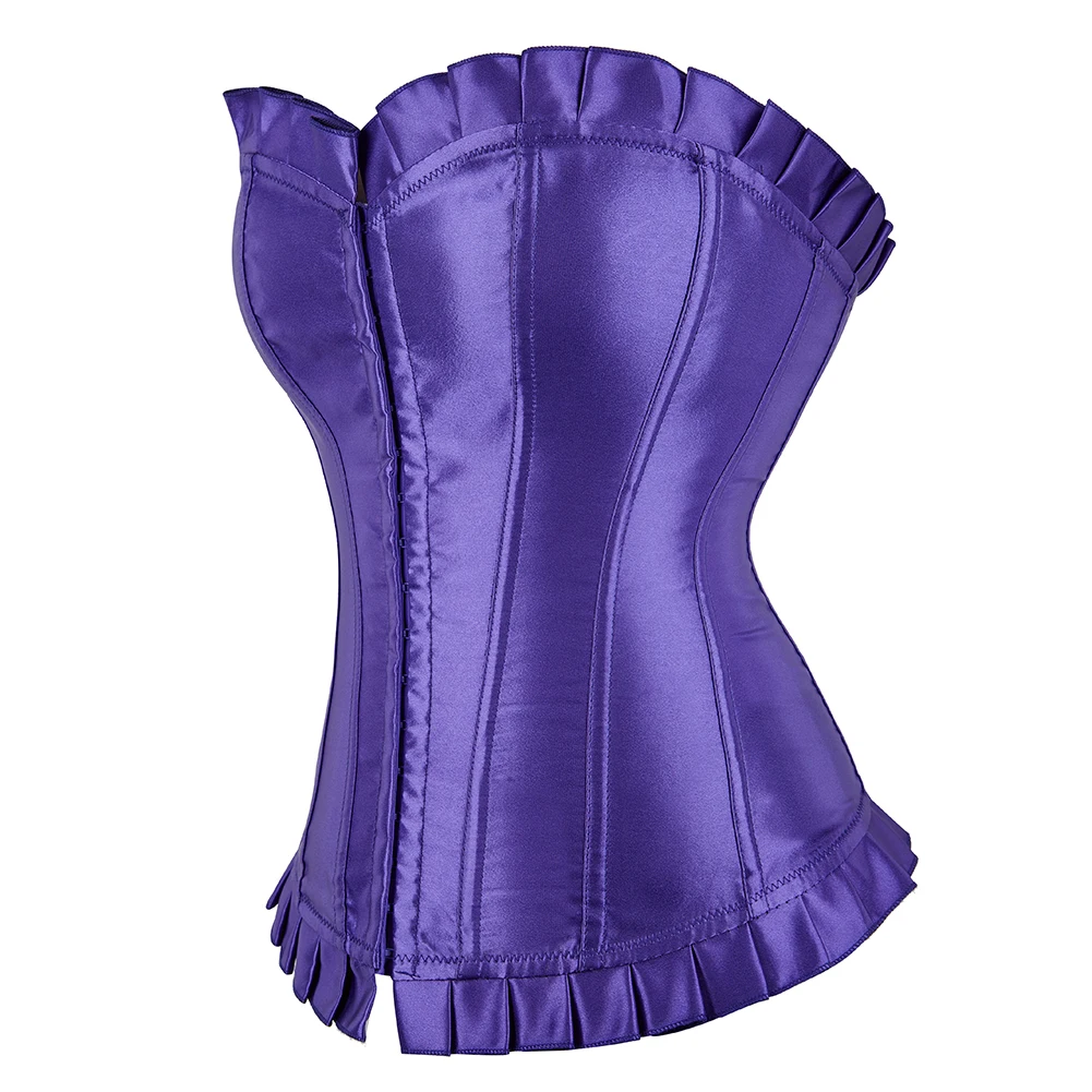 Corset Tops for Women Sexy Steel Boned Overbust Corset Solid Satin Lace Up Corset Bustier Waist Cincher Gothic Clothes Plus Size