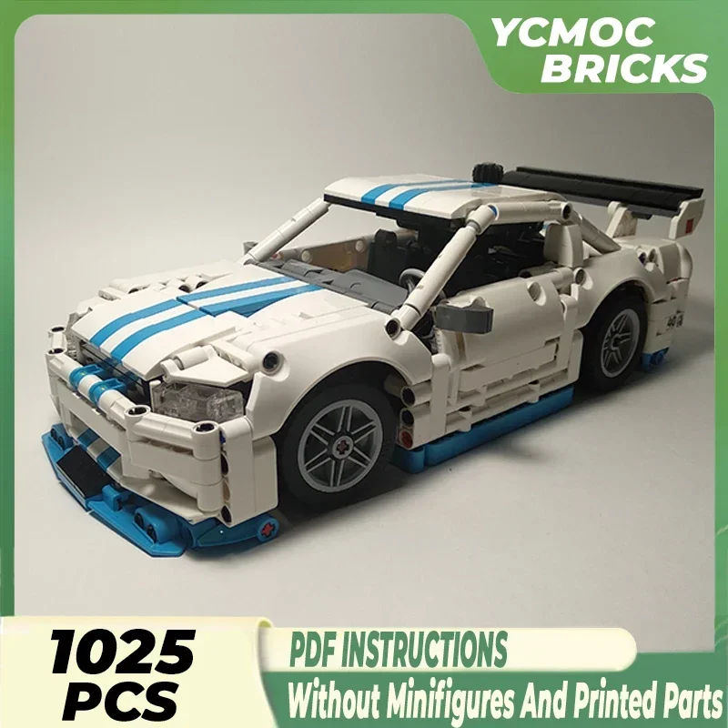 Moc blocos de construção supercar modelo velocidade campeão r34 tijolos técnicos diy montagem brinquedo construção para crianças presentes do feriado