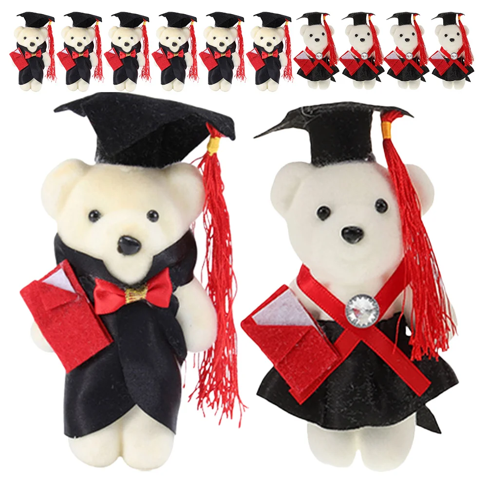 

12Pcs Mini Graduation Bear Flower Bouquet Materials with Cap Gown for DIY Celebration Decor Aesthetic Grad Season Arrangement