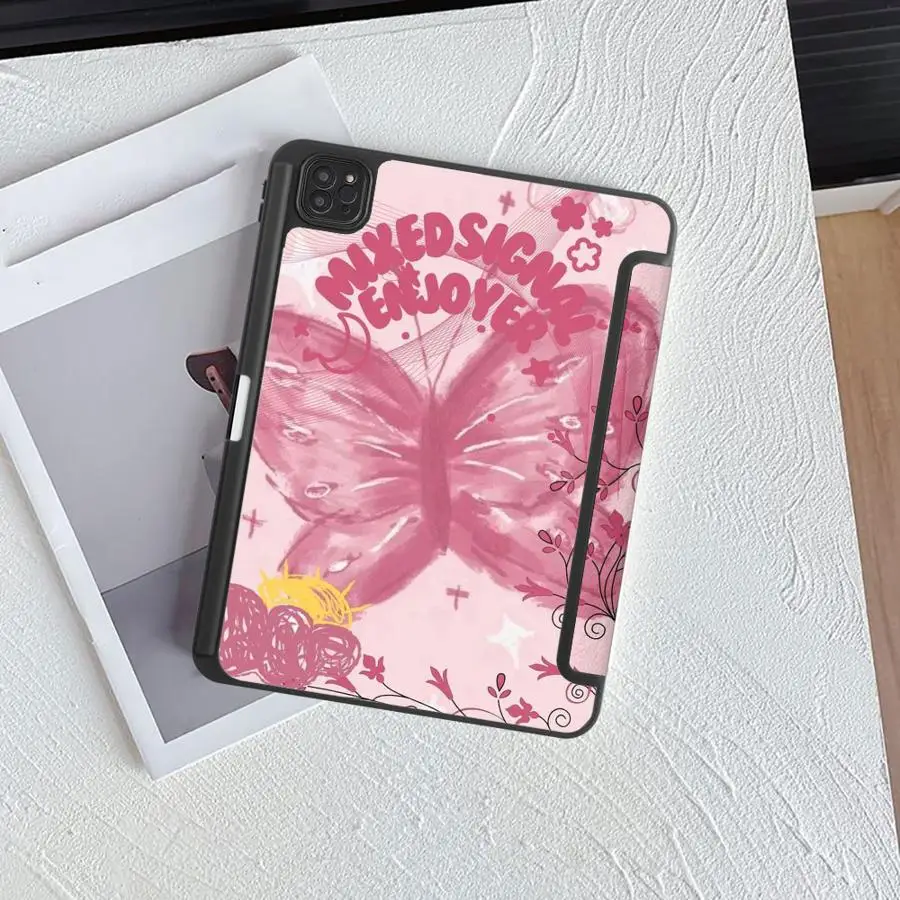 

Чехол для планшета iPad Pro 2025 Mini 6 7 Pro 11th 10th 9th 8th 7th 12.9inch Air 4 5 M3 M2 1 2 M4 11inch с держателем, розовый