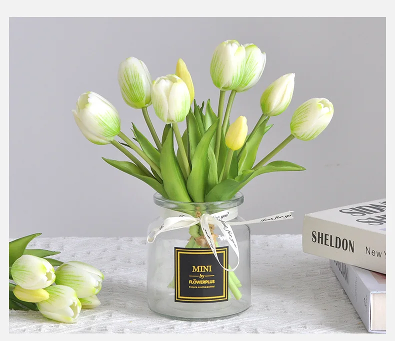 5 Stück/Blumenstrauß Mini neue Silikon-Tulpe 25 cm künstliche Blume Real Touch gefälschter Pflanzenstrauß für Hochzeitsdekoration Home Garen – Detail 7
