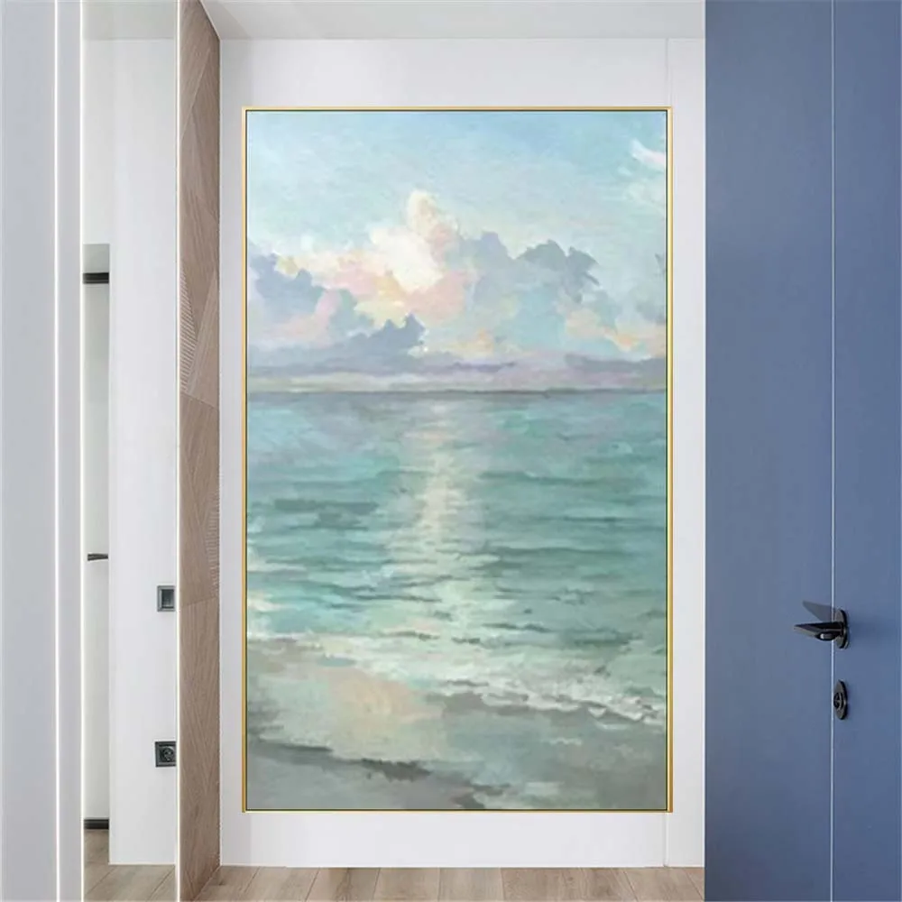 

Handmade Wall Art Picture Ocean Sunrise Landscape Painting Modern Seascape Oil Paintings On Canvas Mural For Living Room Decor