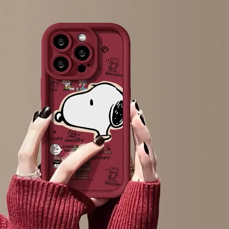 Big Head Snoopies Cartoon Phone Case For IPhone 16 15 14 13 12 11 Pro Max Mini XR XS X 7 8 Plus Soft TPU Back Cover