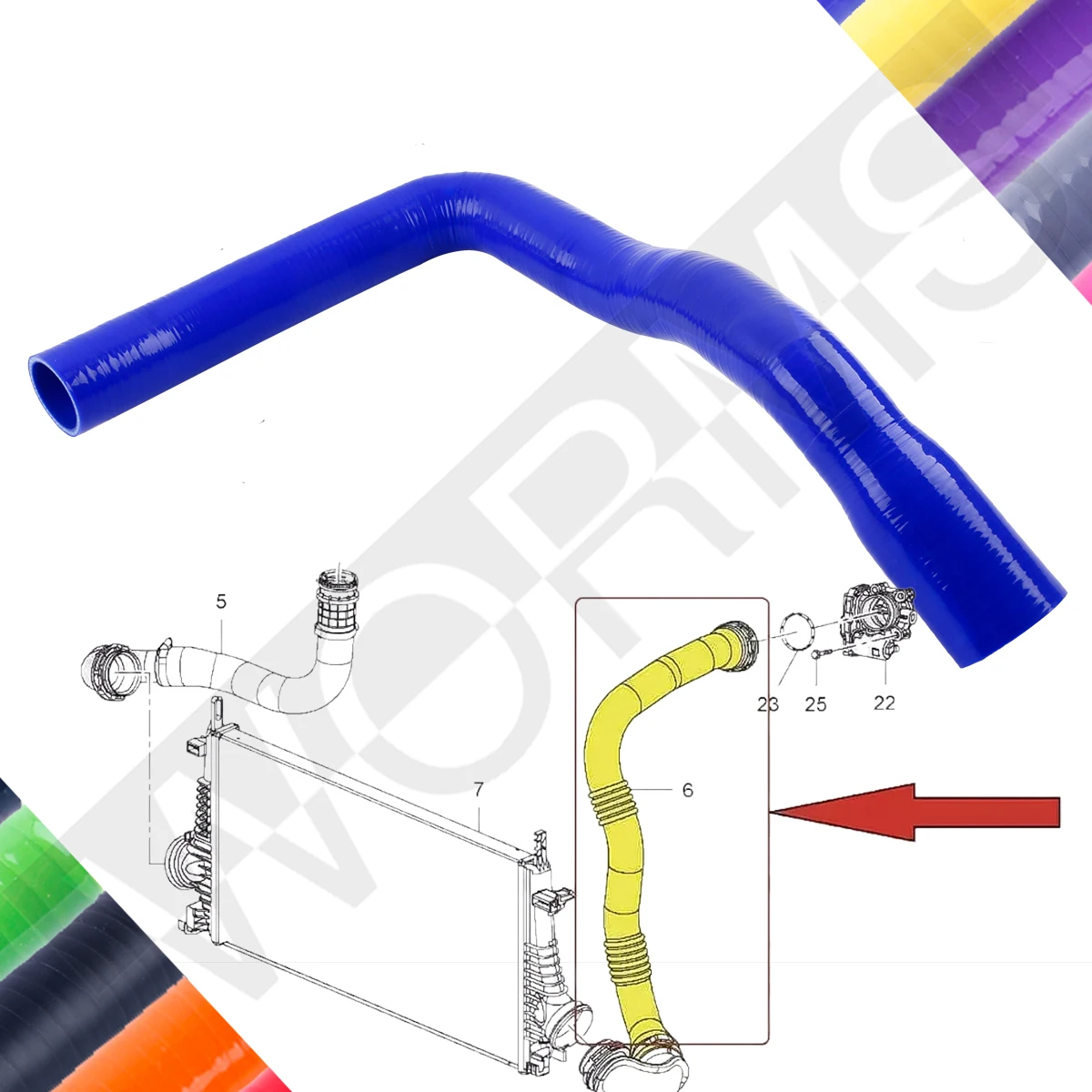 

For 2014-2017 Vauxhall Opel Insignia 2.0 CDTI 13419442 1302288 Silicone Intercooler Turbo Hose Kit