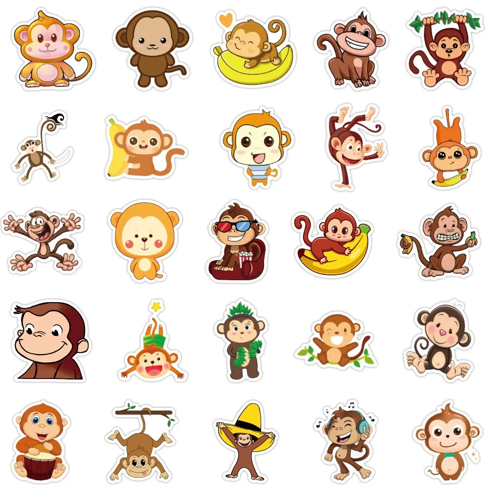 10/30/50PCS Cartoon Cute Monkey Animal Graffiti Creative Sticker Desk Guitar Computer Refrigerator  Waterproof Sticker Wholesale