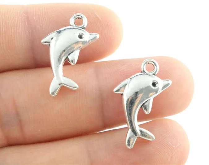 23x13mm 15pcs Antique Silver Plated Dolphin Handmade Charms Pendant:DIY for bracelet necklace-Q5-22