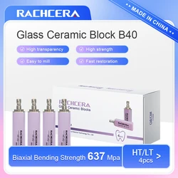 RACHERA-Disilicate de Lithium B40, 4 pièces/boîte, blocs dentaires en céramique et verre LT/couronne de naissance, matériel pour capture d'écran CAD