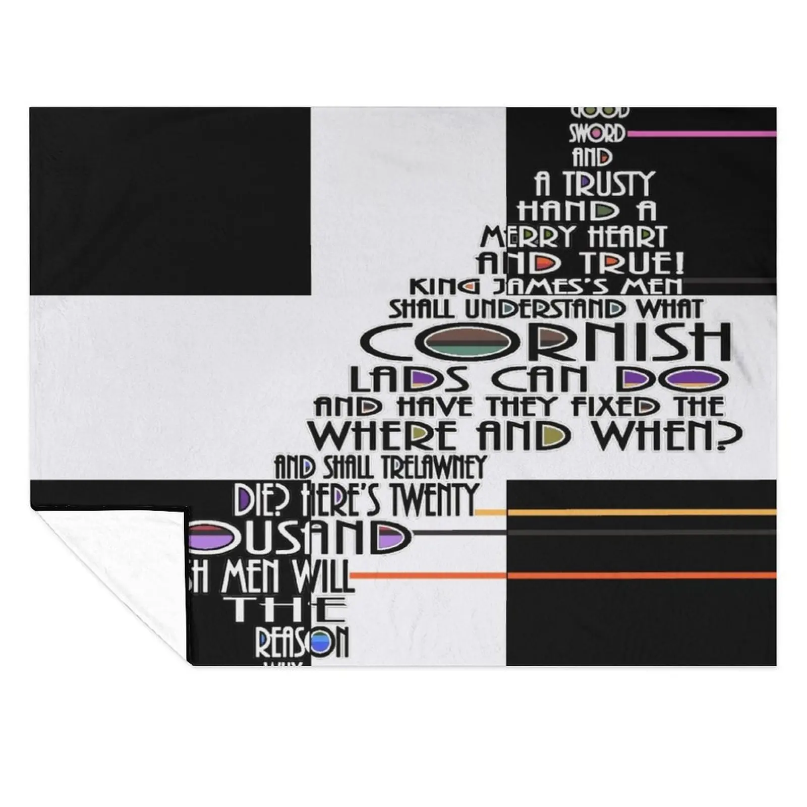 

Map of Cornwall with Cornish Anthem - Trelawney Throw Blanket Personalized Gift Thermal Bed Fashionable Blankets