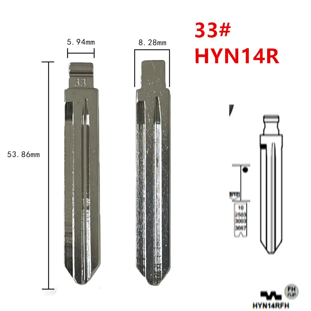 10pcs 33# HYN14R Metal Flip Blank Key Blade for Hyundai Accent HYN14RFH Key Blade for KD Keydiy Xhorse VVDI Remotes Key Blank