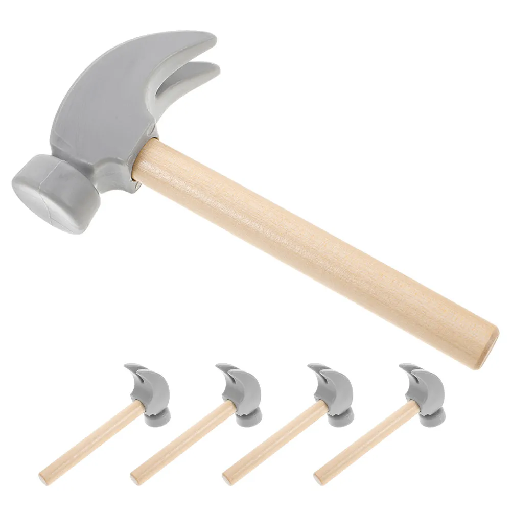 

5Pcs Realistic Wood Hammer Set for Kids Pretend Construction Maintenance Role Play Seafood Shellfish Cracking Pounding Learning