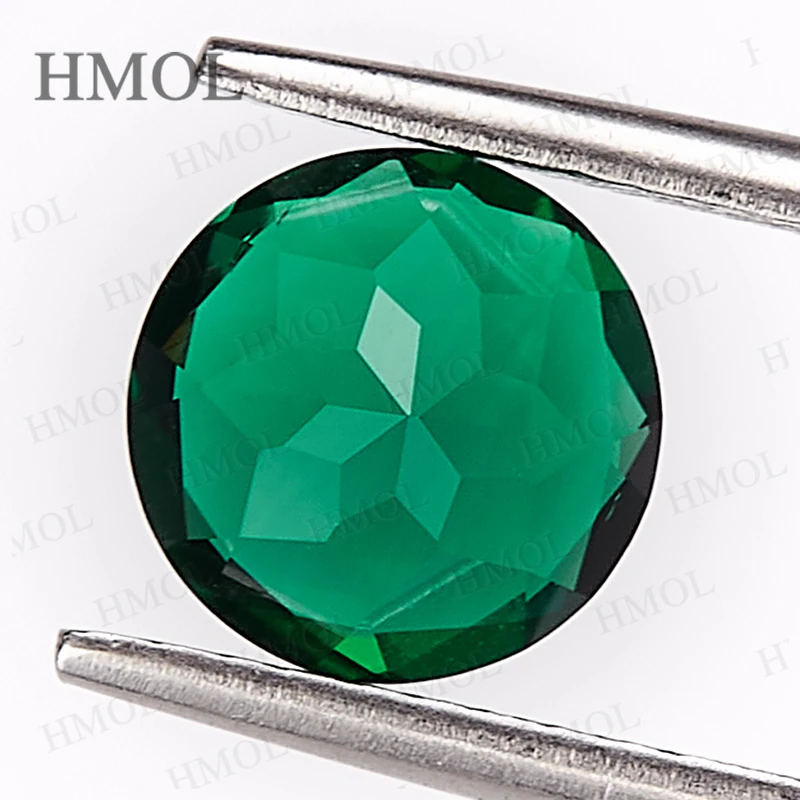 Lab Grown Zambian Emerald Round Cut Green Color Hydrothermal Hand Cut With Cracks Inclusions Inside Selectable AGL Certificate - Image 2