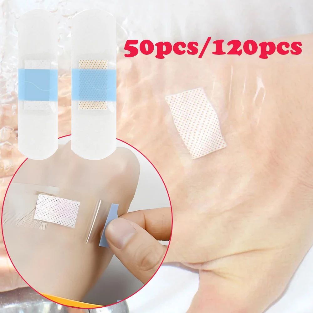 

50/120Pcs Transparent Adhesive Wound Plaster Waterproof Medical Anti-Bacteria Bandages Home Travel First Aid Kit