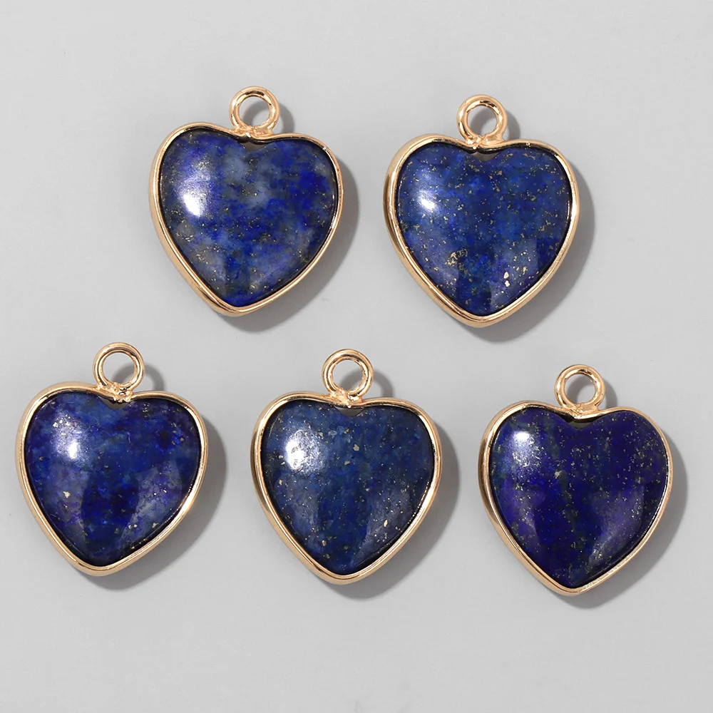 Cute Heart Shape Stone Pendant Natural Gem Charm