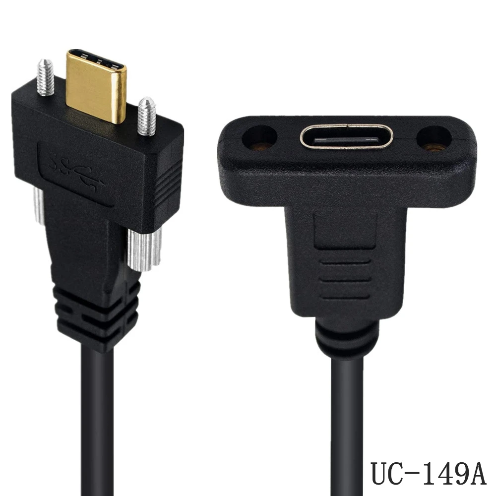 USB Type C M To F Front Panel Mount USB-C Extension  USB 3.1 Data Video  Male To Female Extender Cord With Screw Cable