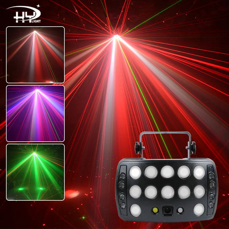 Hy lignt dj disco dall luzes led audiência vermelho e verde laser rgb led festa derby efeito feixe feriado casamento clube dança lâmpada