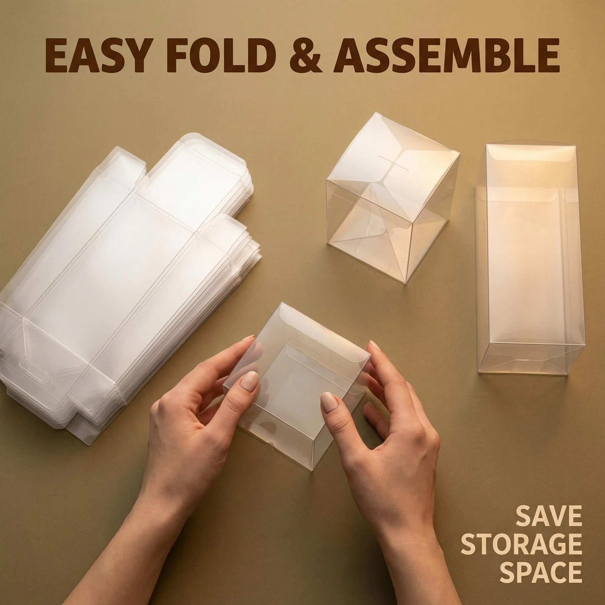 10 Stück Klare Plastik-PET Faltbare Quadratische Displayboxen PVC Einzelhandels-Geschenkverpackung Transparente PP Aufbewahrungsbox für Figuren – Detail 4