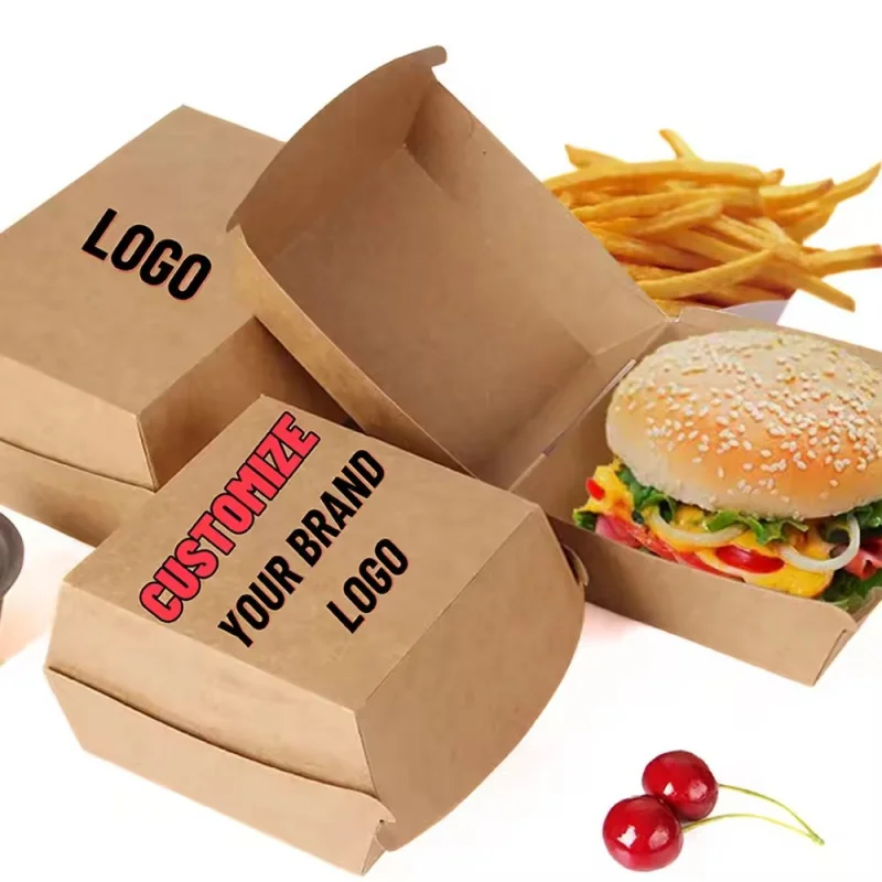 10 00piece.Custom.Jeafer Custom Printed Takeaway Box Recycled Fast Food Container French Fries Paper Packaging Burger