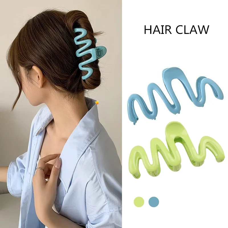 Fashion Acrylic Hair Claw Clip Candy Color Women\'s Wave Hairpins  Barrettes Irregular Hair Crab Hairgrip Hair Accessories