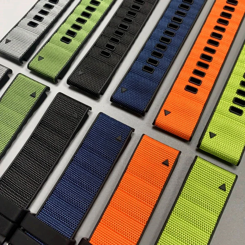 26/22 مللي متر حزام رياضي QuickFit لـ Garmin Fenix 8 Pro E 7x Epix Pro Enduro 3 2/Quatix 8 Instinct 3 Descent G2 نايلون + شريط سيليكون