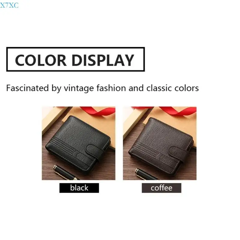

X7XC Compact and Portable Men's PU Leather Short Wallet Coin Purse Change Pockets