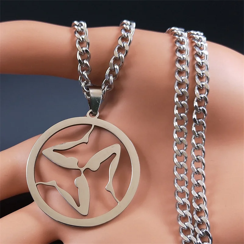 Greek Triskelion Triskele Pendant Irish Necklaces Stainless Steel Ancient Symbol Sicily Necklace Teen Wolf Jewelry Gift N3387S03 - view 4